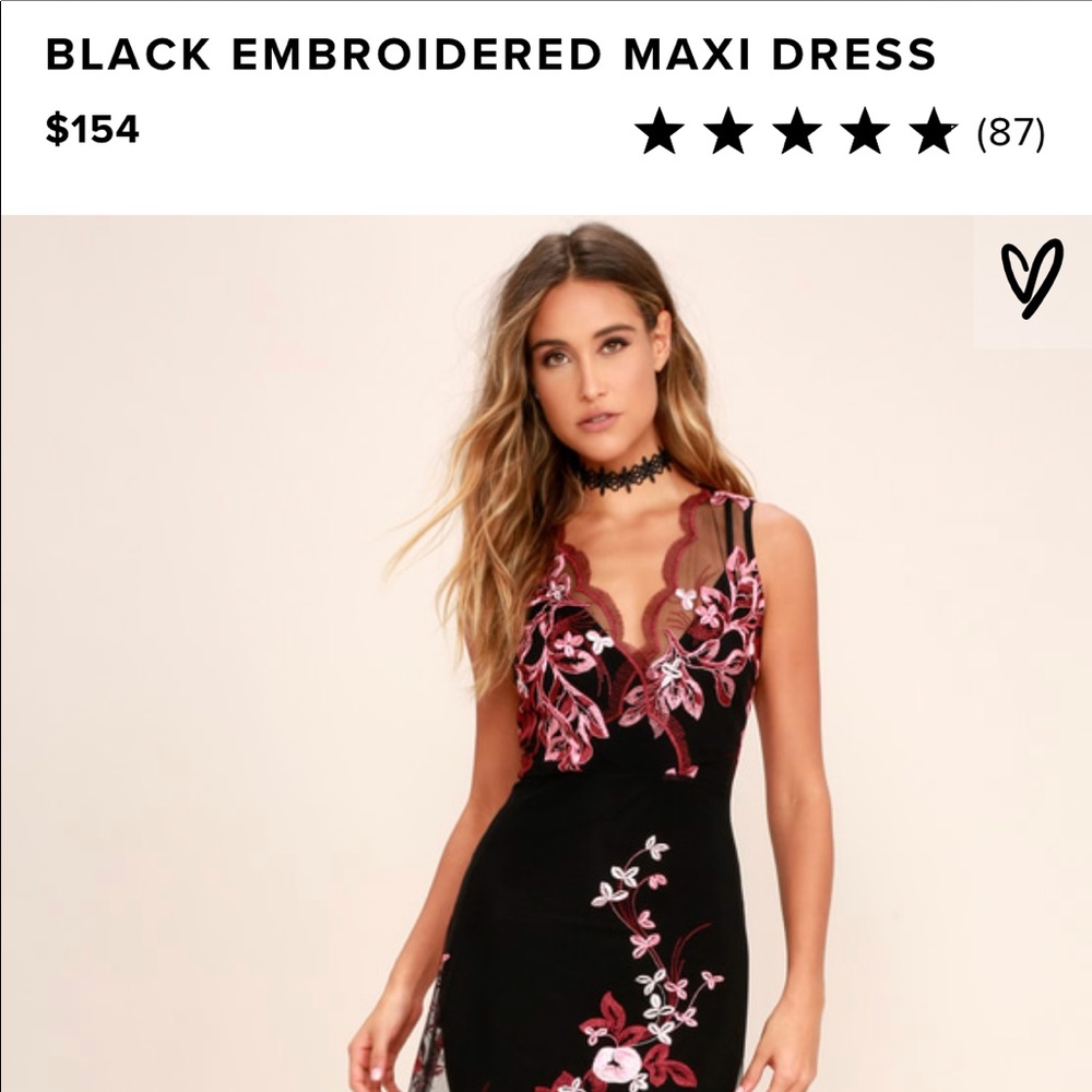 Black embroidered maxi dress